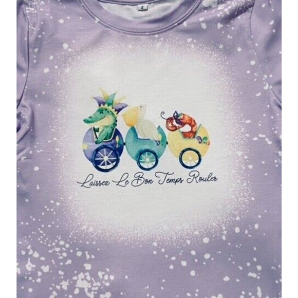 Little Kids Mardi Gras Shirt Girls Size 4T Polyester - Picture 1 of 3